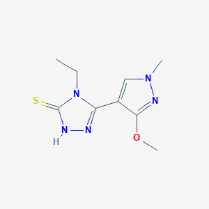 molecular formula C9H13N5OS B1387545 4-ethyl-5-(3-methoxy-1-methyl-1H-pyrazol-4-yl)-4H-1,2,4-triazole-3-thiol CAS No. 1171425-71-0