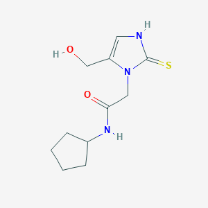 molecular formula C11H17N3O2S B1387546 N-cyclopentyl-2-[5-(hydroxymethyl)-2-mercapto-1H-imidazol-1-yl]acetamide CAS No. 1105191-60-3