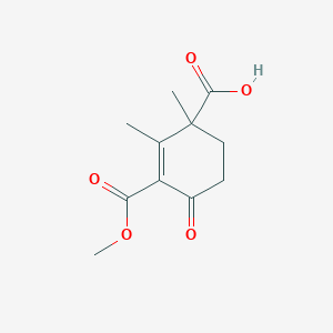 molecular formula C11H14O5 B13875513 3-Methoxycarbonyl-1,2-dimethyl-4-oxocyclohex-2-ene-1-carboxylic acid 