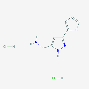 molecular formula C8H11Cl2N3S B1387557 {[5-(2-thienyl)-1H-pyrazol-3-yl]methyl}amine dihydrochloride CAS No. 1231953-54-0