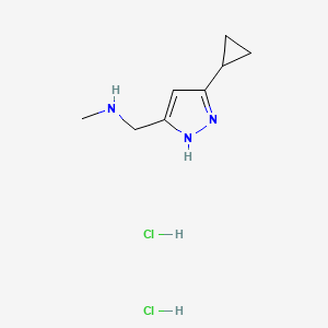 molecular formula C8H15Cl2N3 B1387558 [(5-Cyclopropyl-1h-pyrazol-3-yl)methyl]-methylamine dihydrochloride CAS No. 1231960-45-4
