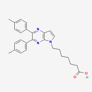 molecular formula C27H29N3O2 B13875640 7-[2,3-Bis(4-methylphenyl)pyrrolo[2,3-b]pyrazin-5-yl]heptanoic acid 