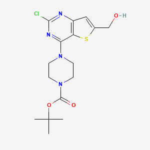 molecular formula C16H21ClN4O3S B13875735 Tert-butyl 4-[2-chloro-6-(hydroxymethyl)thieno[3,2-d]pyrimidin-4-yl]piperazine-1-carboxylate 