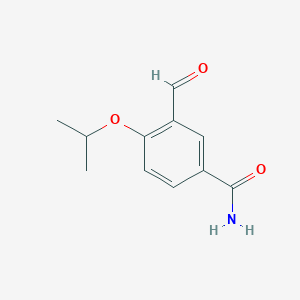 molecular formula C11H13NO3 B13875800 3-Formyl-4-propan-2-yloxybenzamide 