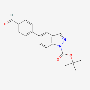 molecular formula C19H18N2O3 B13875984 tert-butyl 5-(4-formylphenyl)-1H-indazole-1-carboxylate 