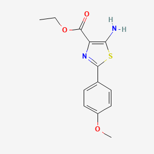 molecular formula C13H14N2O3S B13876012 Ethyl 5-amino-2-[4-(methyloxy)phenyl]-1,3-thiazole-4-carboxylate 