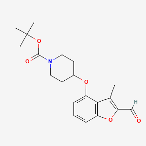 molecular formula C20H25NO5 B13876083 Tert-butyl 4-[(2-formyl-3-methyl-1-benzofuran-4-yl)oxy]piperidine-1-carboxylate 