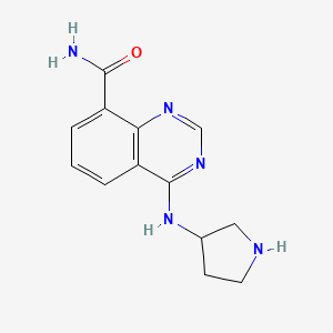 molecular formula C13H15N5O B13876178 4-(Pyrrolidin-3-ylamino)quinazoline-8-carboxamide 