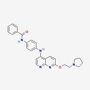 molecular formula C27H27N5O2 B13876321 N-[4-[[7-(2-pyrrolidin-1-ylethoxy)-1,8-naphthyridin-4-yl]amino]phenyl]benzamide 