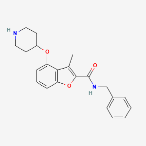 molecular formula C22H24N2O3 B13876346 N-benzyl-3-methyl-4-(4-piperidyloxy)benzofuran-2-carboxamide 