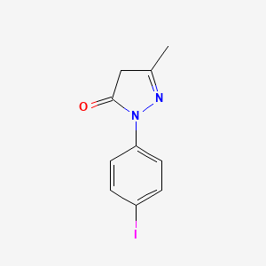 molecular formula C10H9IN2O B13876573 2-(4-iodophenyl)-5-methyl-4H-pyrazol-3-one 