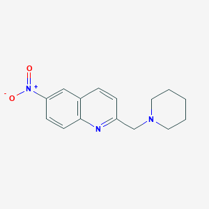 molecular formula C15H17N3O2 B13876619 Quinoline, 6-nitro-2-(1-piperidinylmethyl)- CAS No. 832102-93-9