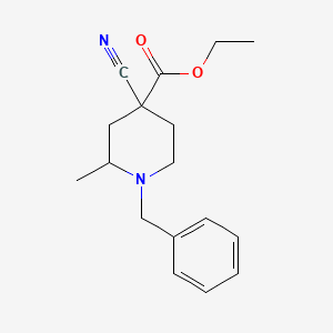 molecular formula C17H22N2O2 B13876834 Ethyl 4-cyano-2-methyl-1-(phenylmethyl)-4-piperidinecarboxylate CAS No. 270257-42-6