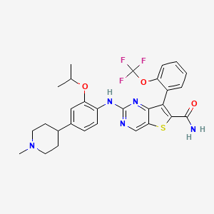 2-[4-(1-Methylpiperidin-4-yl)-2-propan-2-yloxyanilino]-7-[2-(trifluoromethoxy)phenyl]thieno[3,2-d]pyrimidine-6-carboxamide