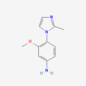 molecular formula C11H13N3O B13877038 3-Methoxy-4-(2-methylimidazol-1-yl)aniline 