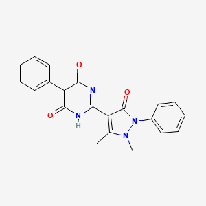 molecular formula C21H18N4O3 B13877094 2-(1,5-dimethyl-3-oxo-2-phenylpyrazol-4-yl)-5-phenyl-1H-pyrimidine-4,6-dione 