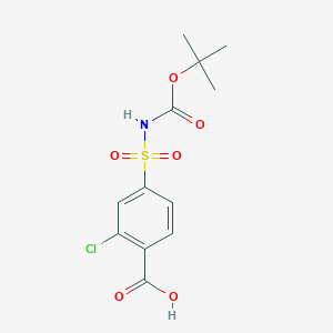 molecular formula C12H14ClNO6S B13877297 2-Chloro-4-[(2-methylpropan-2-yl)oxycarbonylsulfamoyl]benzoic acid 