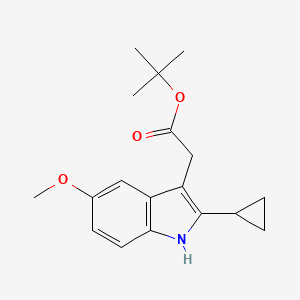 molecular formula C18H23NO3 B13877527 tert-butyl 2-(2-cyclopropyl-5-methoxy-1H-indol-3-yl)acetate 