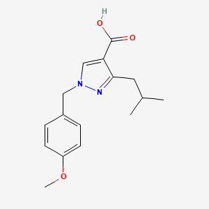 molecular formula C16H20N2O3 B13877548 1-[(4-Methoxyphenyl)methyl]-3-(2-methylpropyl)pyrazole-4-carboxylic acid 