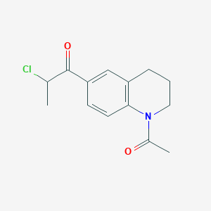 molecular formula C14H16ClNO2 B13877662 1-(1-acetyl-3,4-dihydro-2H-quinolin-6-yl)-2-chloropropan-1-one 