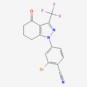 molecular formula C15H9BrF3N3O B13877808 2-Bromo-4-(4-oxo-3-trifluoromethyl-4,5,6,7-tetrahydroindazol-1-yl)benzonitrile 