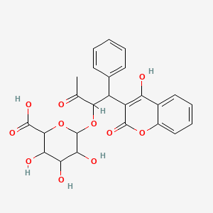 molecular formula C25H24O11 B13877852 3,4,5-Trihydroxy-6-[1-(4-hydroxy-2-oxochromen-3-yl)-3-oxo-1-phenylbutan-2-yl]oxyoxane-2-carboxylic acid 