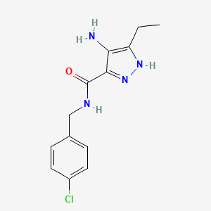 molecular formula C13H15ClN4O B13877856 4-amino-N-[(4-chlorophenyl)methyl]-5-ethyl-1H-pyrazole-3-carboxamide 