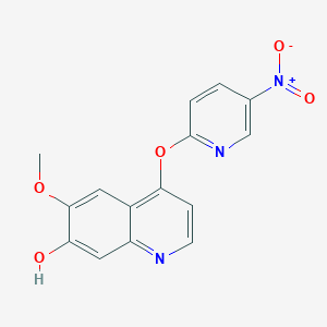 molecular formula C15H11N3O5 B13877965 6-Methoxy-4-(5-nitropyridin-2-yloxy)quinolin-7-ol 