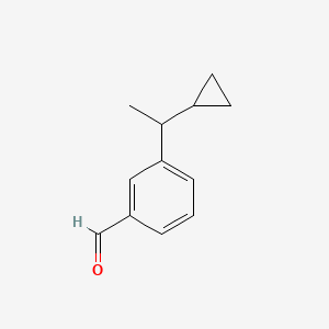 molecular formula C12H14O B13877989 3-(1-cyclopropylethyl)Benzaldehyde 