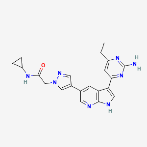 2-[4-[3-(2-amino-6-ethylpyrimidin-4-yl)-1H-pyrrolo[2,3-b]pyridin-5-yl]pyrazol-1-yl]-N-cyclopropylacetamide