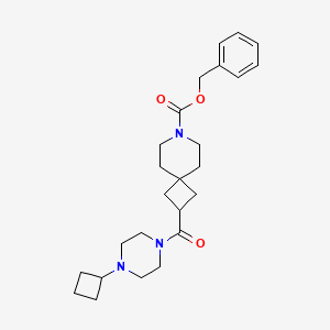 molecular formula C25H35N3O3 B13878239 Benzyl 2-(4-cyclobutylpiperazine-1-carbonyl)-7-azaspiro[3.5]nonane-7-carboxylate 