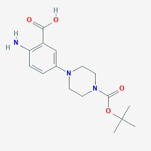 molecular formula C16H23N3O4 B1387827 2-Amino-5-[4-(tert-butoxycarbonyl)piperazino]-benzenecarboxylic acid CAS No. 1135283-61-2