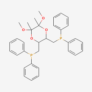 molecular formula C34H38O4P2 B13878303 [3-(Diphenylphosphanylmethyl)-5,6-dimethoxy-5,6-dimethyl-1,4-dioxan-2-yl]methyl-diphenylphosphane 