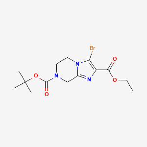 molecular formula C14H20BrN3O4 B1387839 7-Tert-butyl 2-ethyl 3-bromo-5,6-dihydroimidazo[1,2-A]pyrazine-2,7(8H)-dicarboxylate CAS No. 1000576-75-9