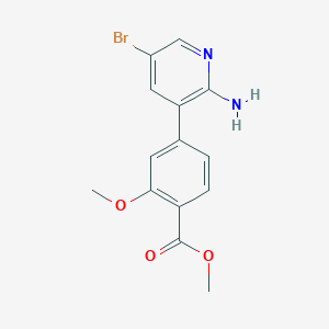 molecular formula C14H13BrN2O3 B13878423 Methyl 4-(2-amino-5-bromopyridin-3-yl)-2-methoxybenzoate 