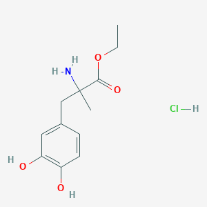 Ethyl 2-amino-3-(3,4-dihydroxyphenyl)-2-methylpropanoate;hydrochloride