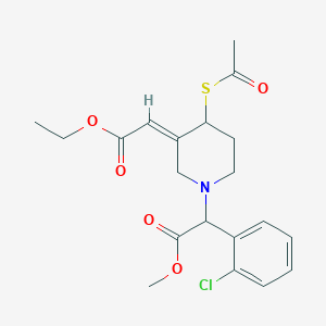 molecular formula C20H24ClNO5S B138785 Methyl [(3E)-4-(acetylsulfanyl)-3-(2-ethoxy-2-oxoethylidene)piperidin-1-yl](2-chlorophenyl)acetate CAS No. 204204-75-1