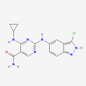 molecular formula C15H14ClN7O B13878545 2-[(3-chloro-2H-indazol-5-yl)amino]-4-(cyclopropylamino)pyrimidine-5-carboxamide 