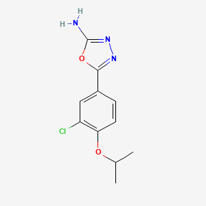 molecular formula C11H12ClN3O2 B13878568 5-{3-Chloro-4-[(1-methylethyl)oxy]phenyl}-1,3,4-oxadiazol-2-amine 