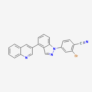 molecular formula C23H13BrN4 B13878645 2-Bromo-4-(4-quinolin-3-ylindazol-1-yl)benzonitrile 