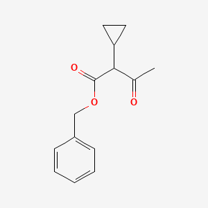 molecular formula C14H16O3 B13878661 Benzyl 2-cyclopropyl-3-oxobutanoate 