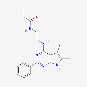 N-[2-[(5,6-dimethyl-2-phenyl-7H-pyrrolo[2,3-d]pyrimidin-4-yl)amino]ethyl]propanamide