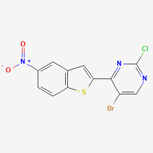 molecular formula C12H5BrClN3O2S B13878864 5-Bromo-2-chloro-4-(5-nitro-1-benzothiophen-2-yl)pyrimidine 