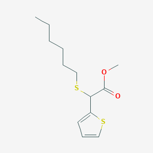 molecular formula C13H20O2S2 B13878912 Methyl 2-hexylsulfanyl-2-thiophen-2-ylacetate 