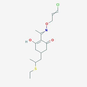 molecular formula C16H24ClNO3S B13878921 2-[N-(3-chloroprop-2-enoxy)-C-methylcarbonimidoyl]-5-(2-ethylsulfanylpropyl)-3-hydroxycyclohex-2-en-1-one 