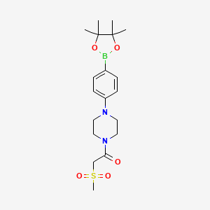 molecular formula C19H29BN2O5S B13878987 2-Methylsulfonyl-1-[4-[4-(4,4,5,5-tetramethyl-1,3,2-dioxaborolan-2-yl)phenyl]piperazin-1-yl]ethanone 