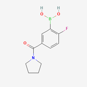 molecular formula C11H13BFNO3 B1387904 (2-Fluoro-5-(pyrrolidine-1-carbonyl)phenyl)boronic acid CAS No. 874289-42-6