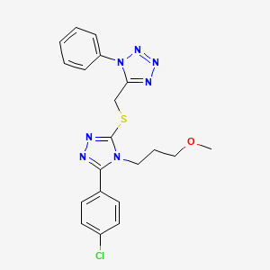 molecular formula C20H20ClN7OS B13879075 5-[[5-(4-Chlorophenyl)-4-(3-methoxypropyl)-1,2,4-triazol-3-yl]sulfanylmethyl]-1-phenyltetrazole 