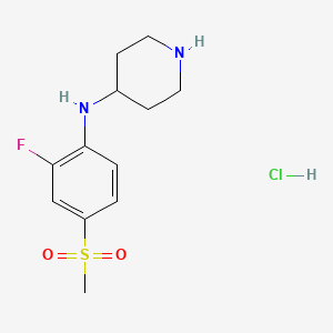 molecular formula C12H18ClFN2O2S B1387910 N-[2-Fluoro-4-(methylsulfonyl)phenyl]piperidin-4-amine hydrochloride CAS No. 1208078-11-8
