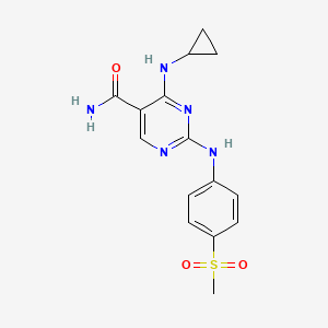 molecular formula C15H17N5O3S B13879182 4-(cyclopropylamino)-2-(4-methylsulfonylanilino)pyrimidine-5-carboxamide 